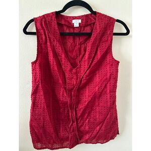 J.Crew Crimson Sleeveless textured swiss dot top Size 0 VGUC